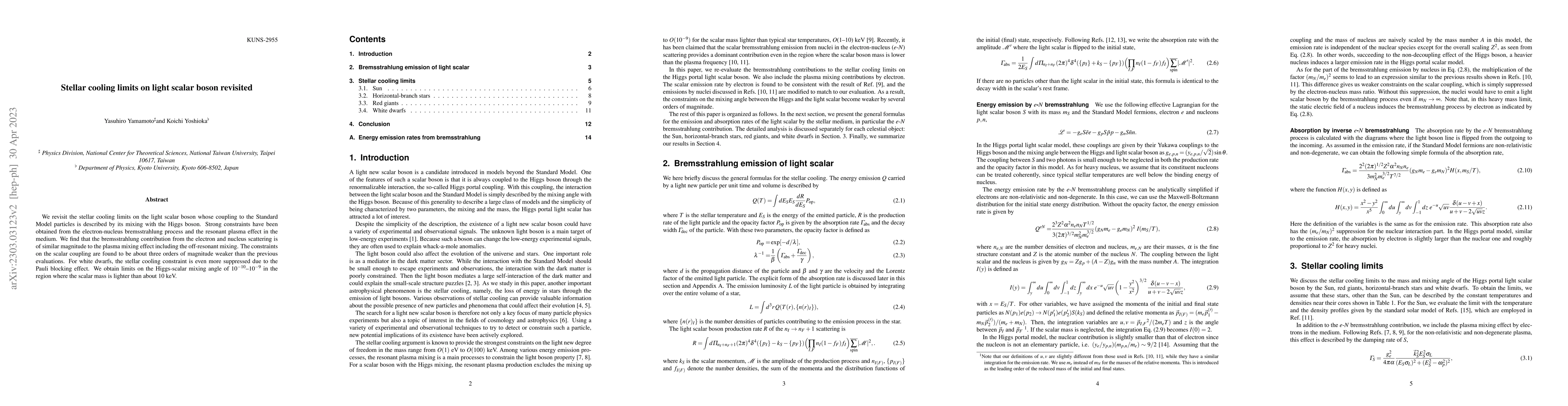 Thumbnail for Stellar cooling limits on light scalar boson revisited