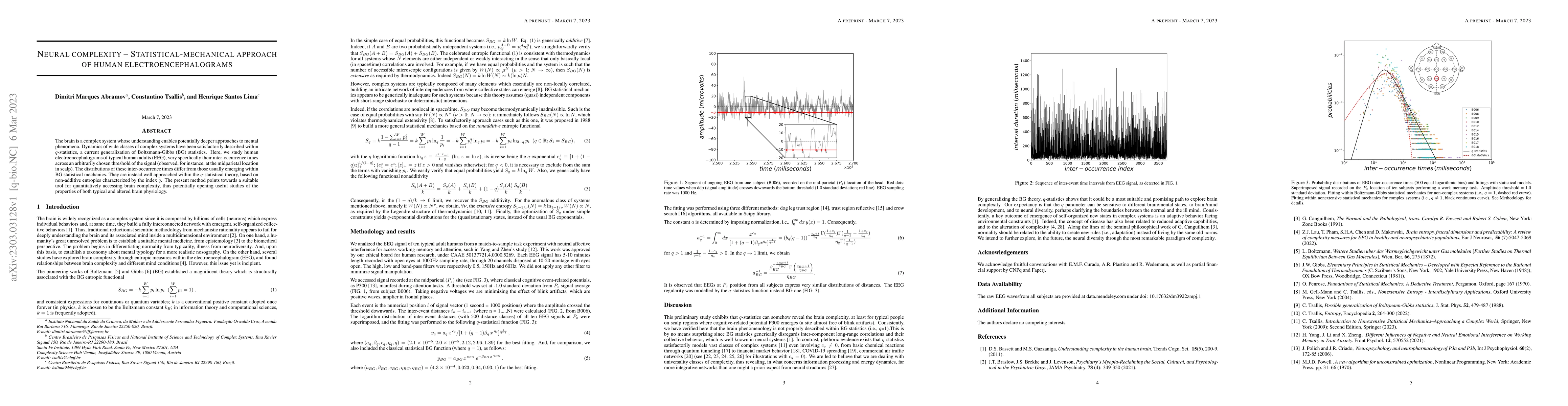 Thumbnail for Neural complexity -- Statistical-mechanical approach of human
  electroencephalograms