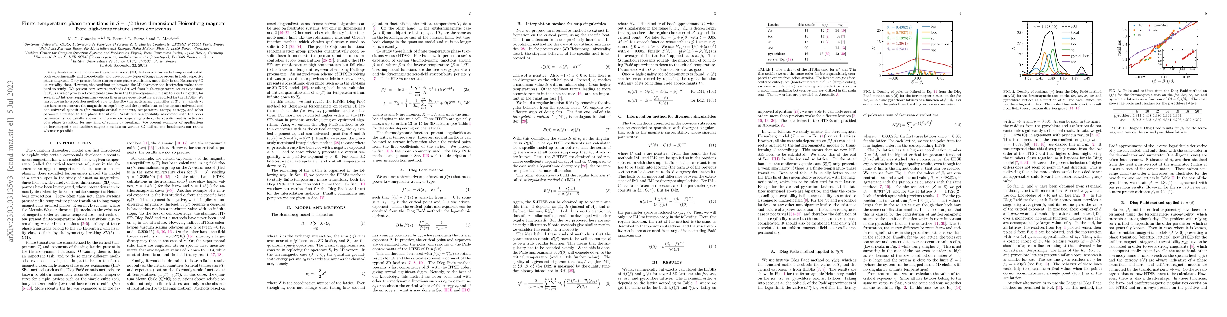 Thumbnail for Finite-temperature phase transitions in $S=1/2$ three-dimensional
  Heisenberg magnets from high-temperature series expansions