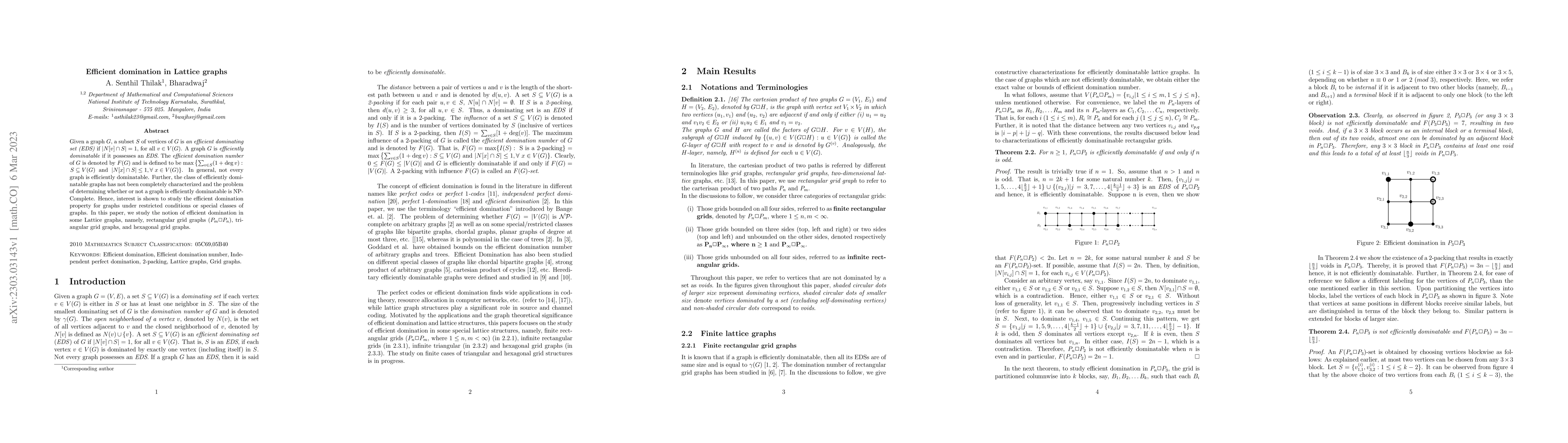 Thumbnail for Efficient Domination in Lattice graphs