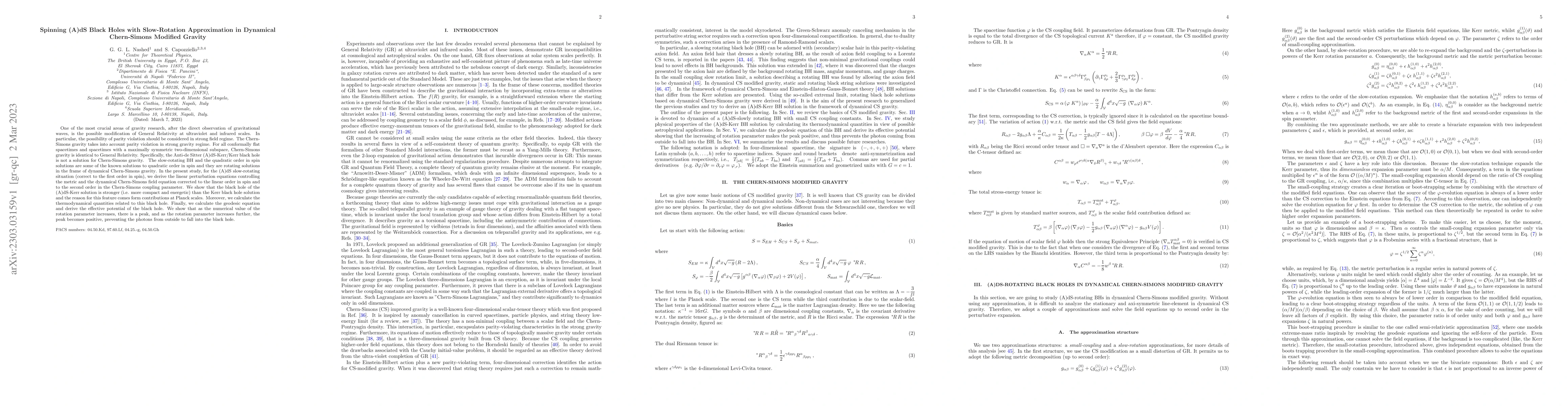 Thumbnail for Spinning (A)dS Black Holes with Slow-Rotation Approximation in Dynamical
  Chern-Simons Modified Gravity