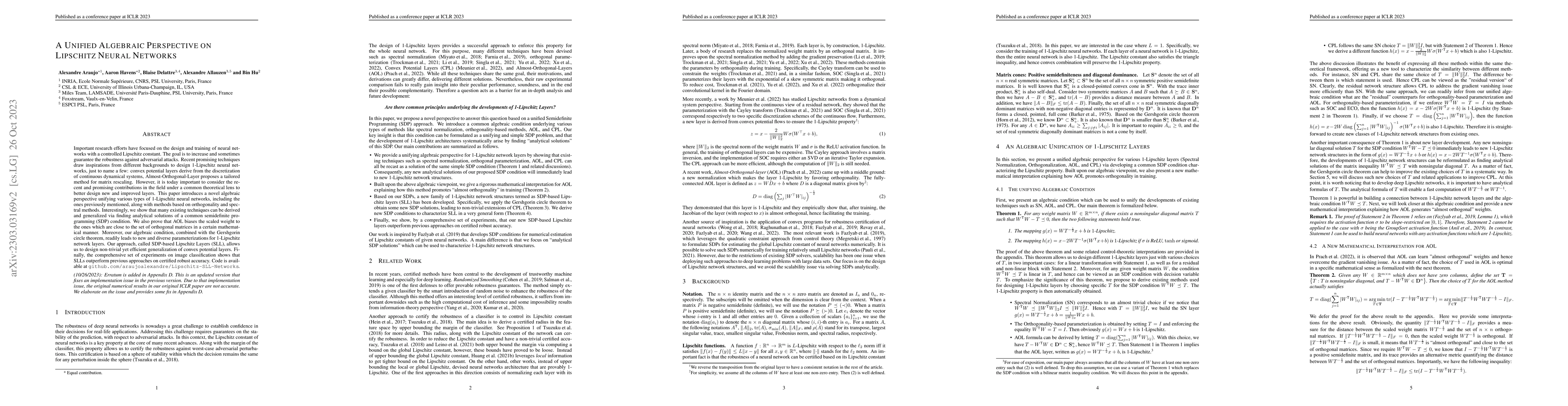 Thumbnail for A Unified Algebraic Perspective on Lipschitz Neural Networks