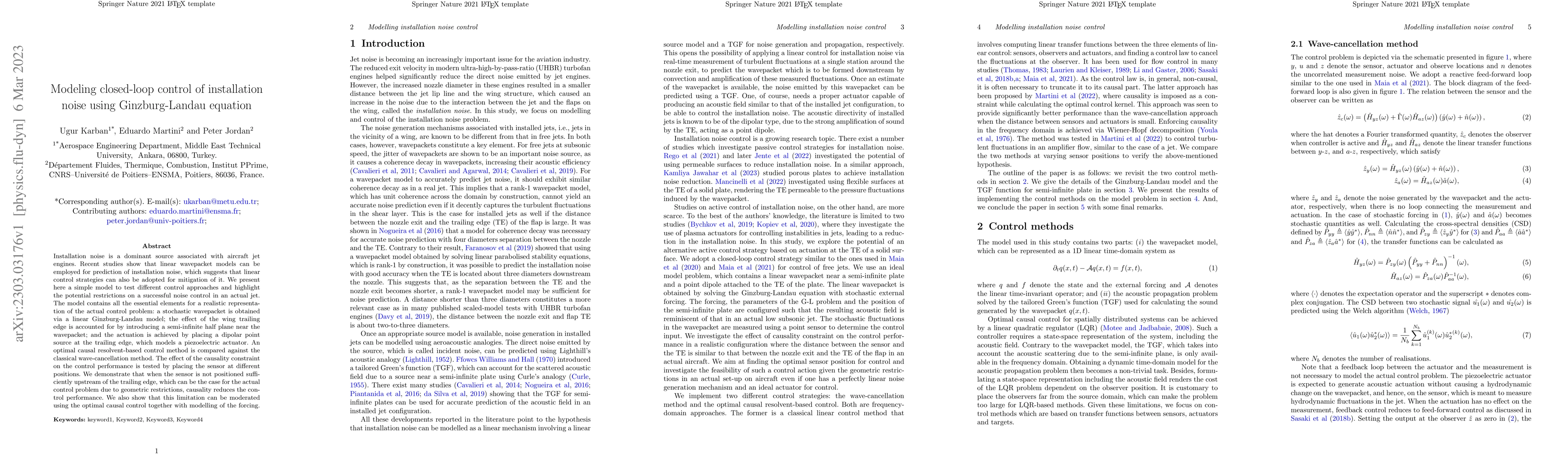 Thumbnail for Modeling closed-loop control of installation noise using Ginzburg-Landau
  equation