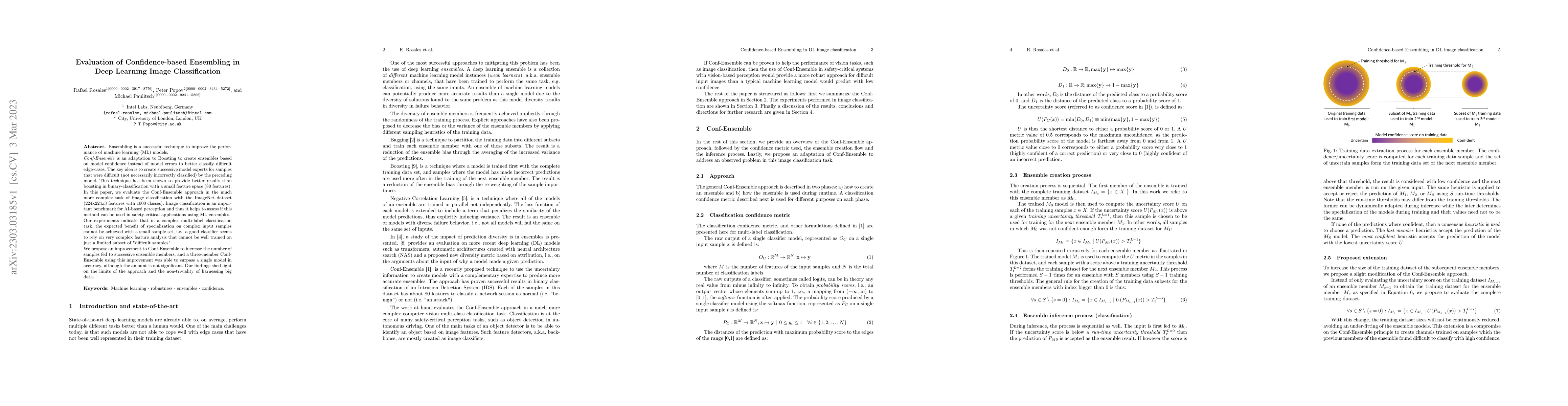 Thumbnail for Evaluation of Confidence-based Ensembling in Deep Learning Image
  Classification