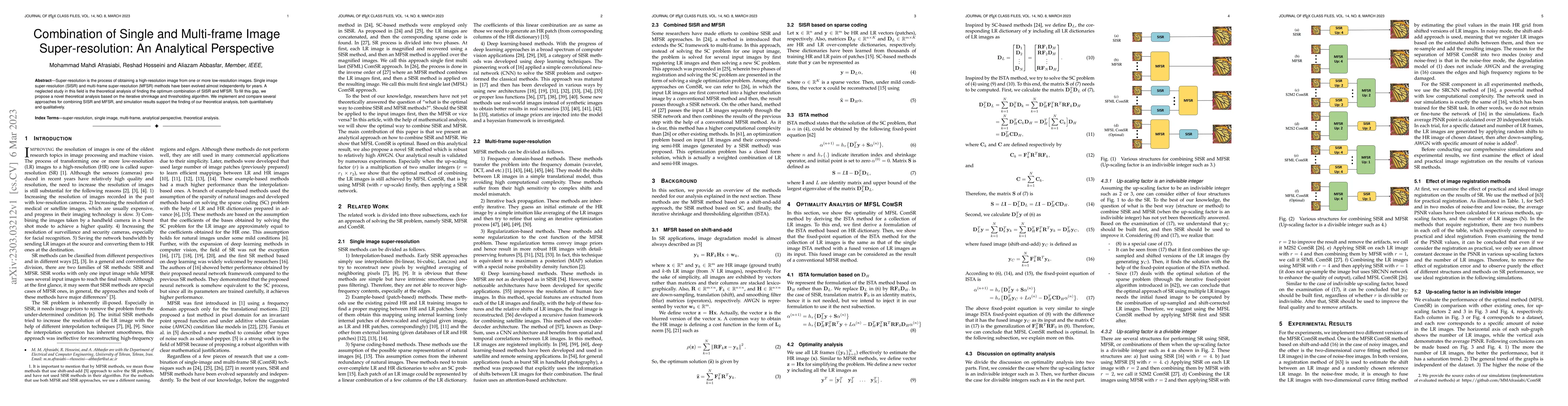 Thumbnail for Combination of Single and Multi-frame Image Super-resolution: An
  Analytical Perspective