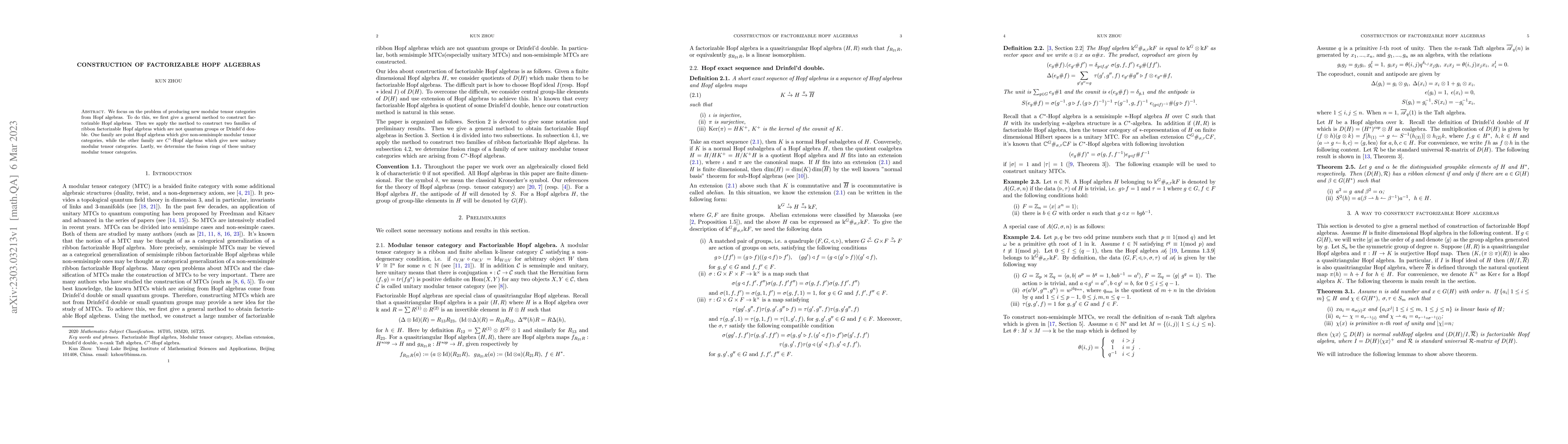 Thumbnail for Construction of factorizable Hopf algebras