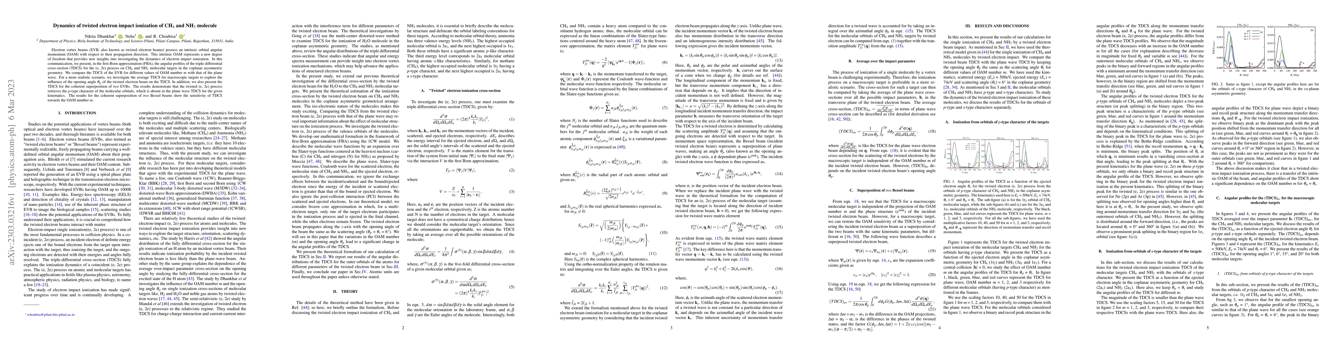 Thumbnail for Dynamics of twisted electron impact ionization of CH4 and NH3 molecule