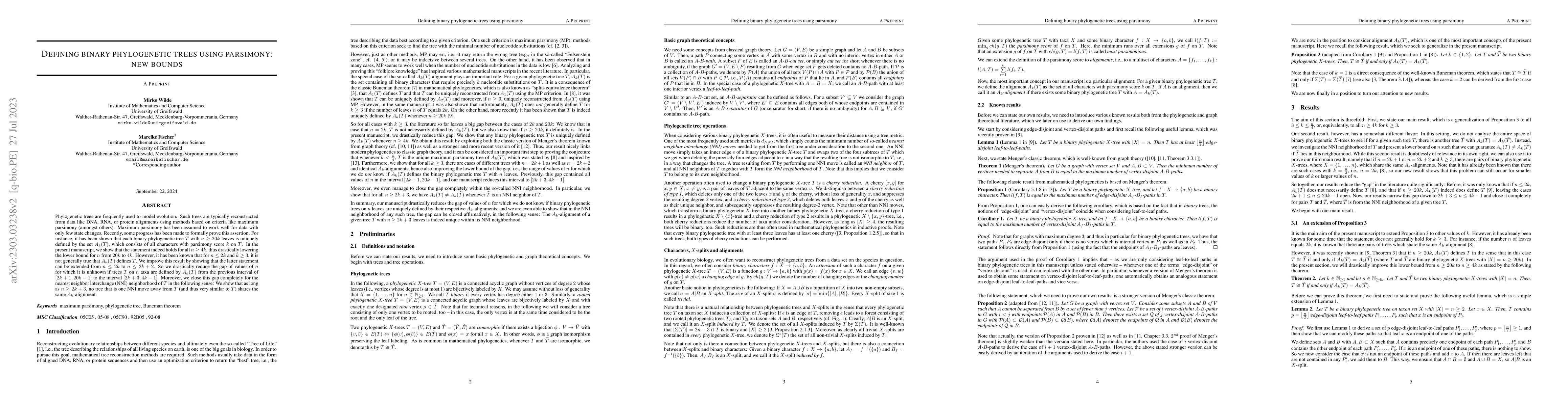Thumbnail for Defining binary phylogenetic trees using parsimony: new bounds