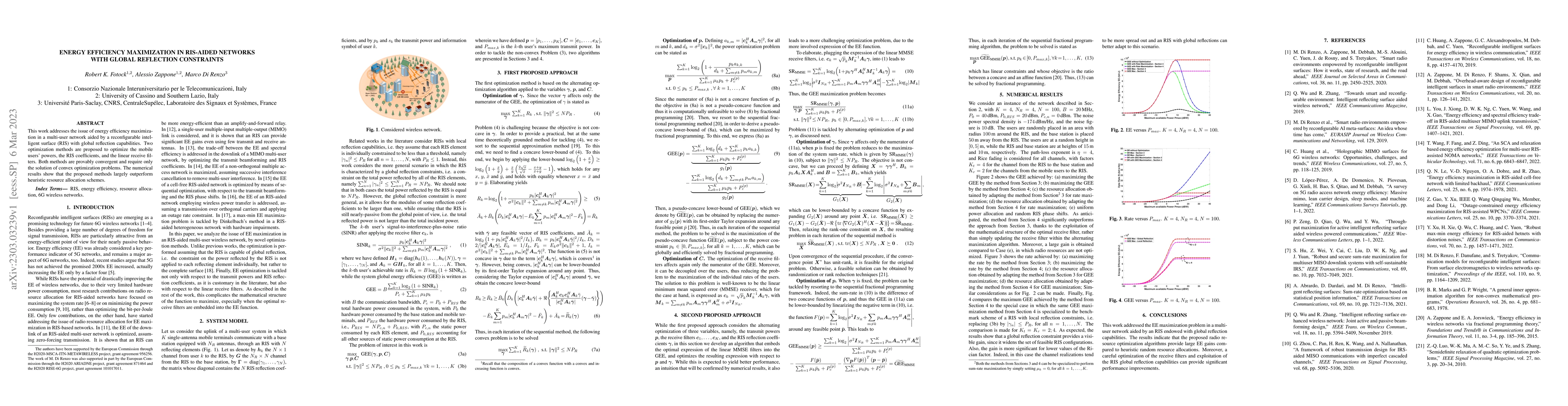 Thumbnail for Energy Efficiency Maximization in RIS-Aided Networks with Global
  Reflection Constraints