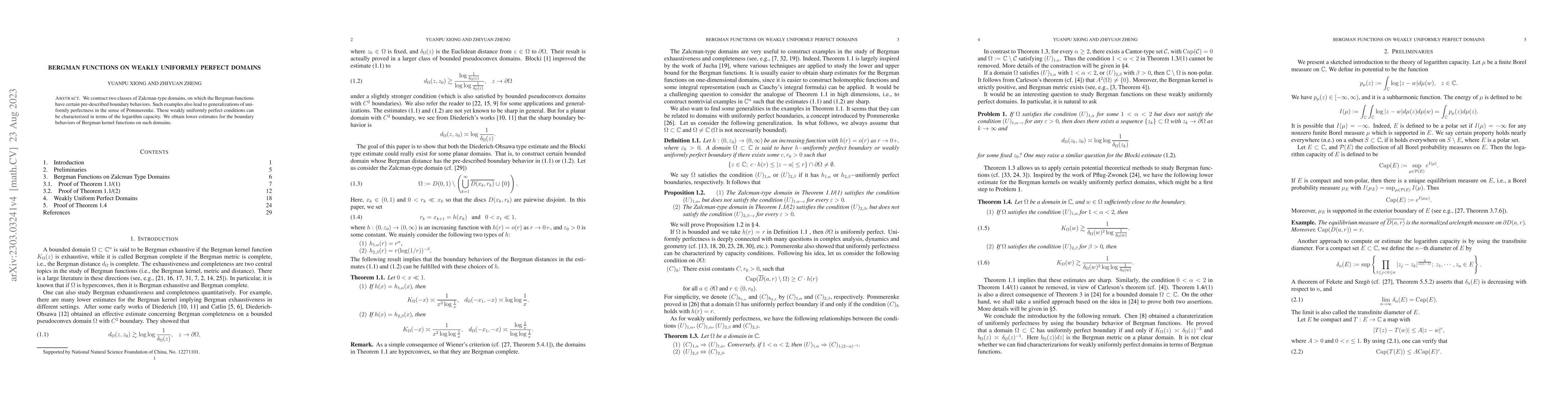 Thumbnail for Bergman functions on weakly uniformly perfect domains
