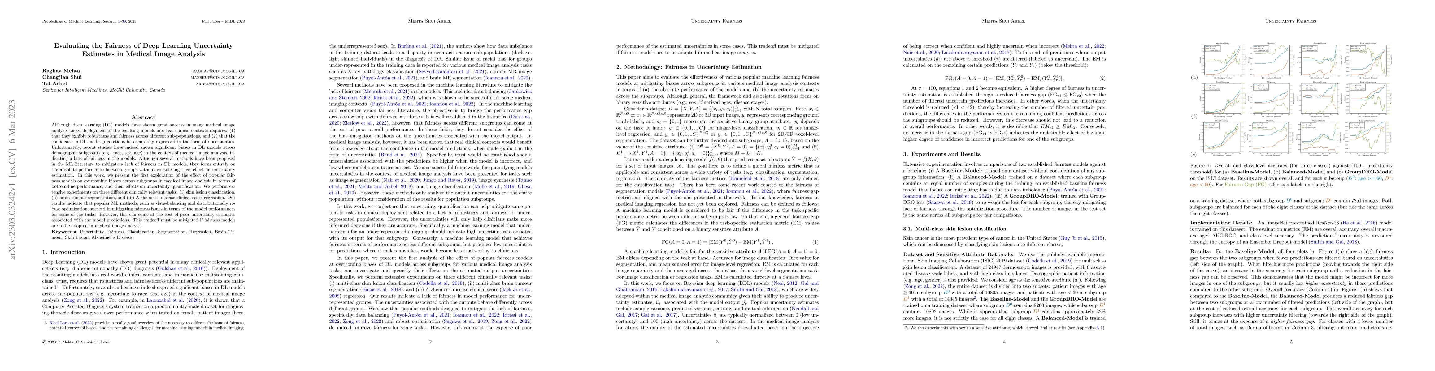 Thumbnail for Evaluating the Fairness of Deep Learning Uncertainty Estimates in
  Medical Image Analysis