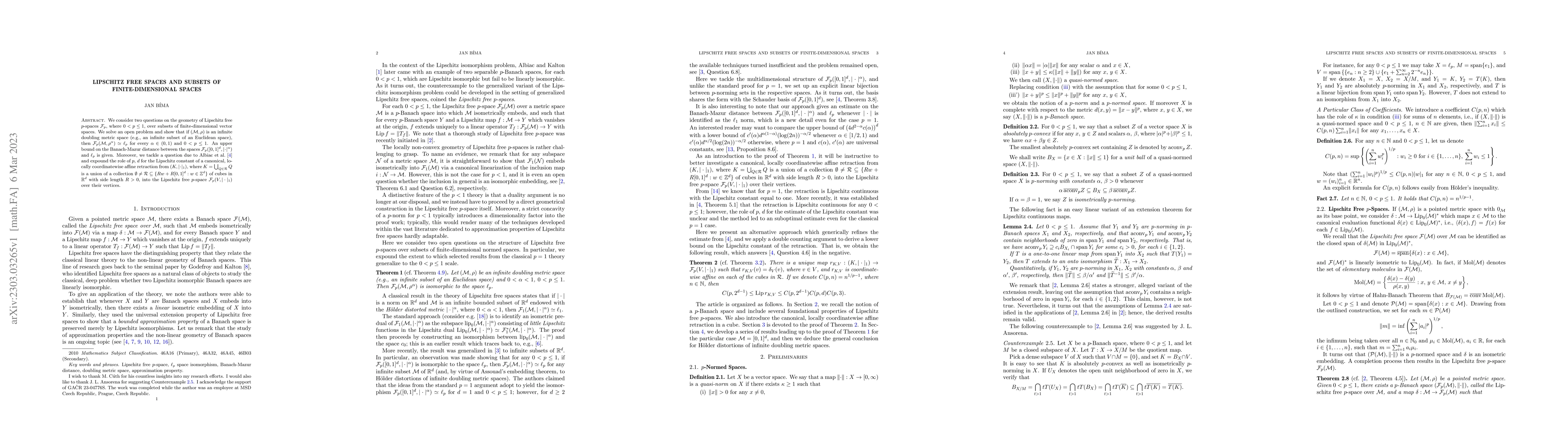 Thumbnail for Lipschitz Free Spaces and Subsets of Finite-Dimensional Spaces