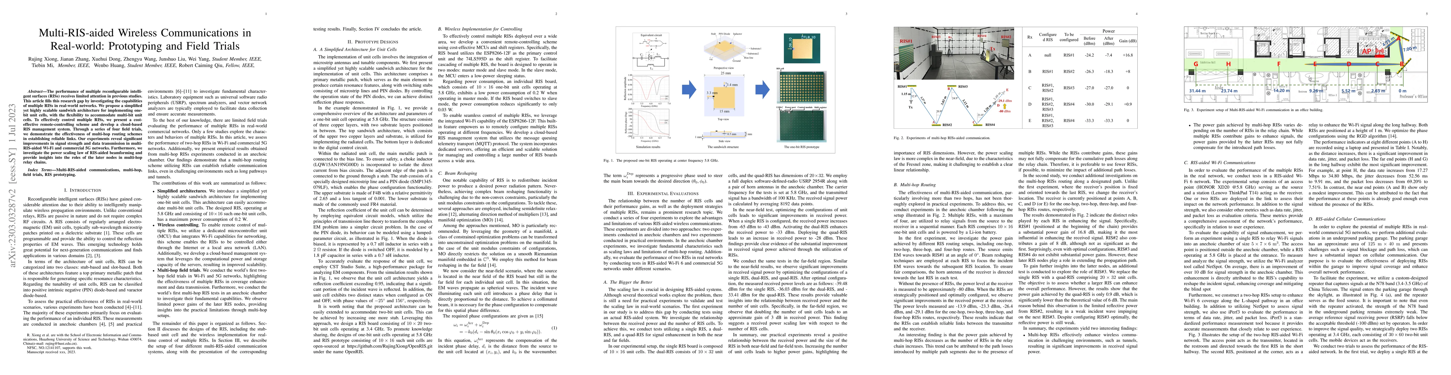 Thumbnail for Multi-RIS-aided Wireless Communications in Real-world: Prototyping and
  Field Trials
