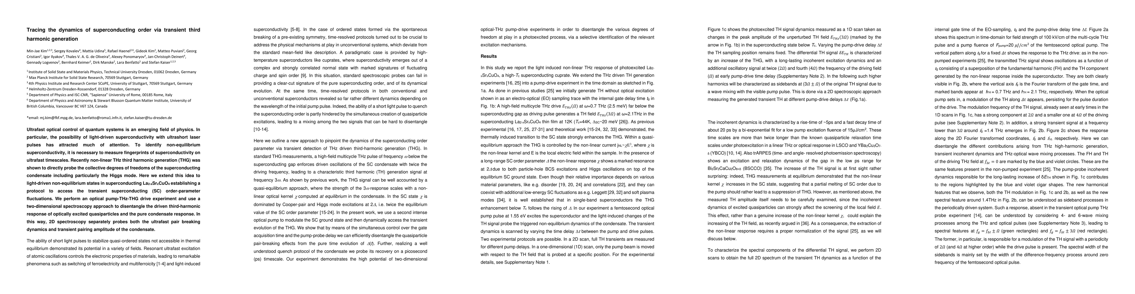 Thumbnail for Tracing the dynamics of superconducting order via transient third
  harmonic generation
