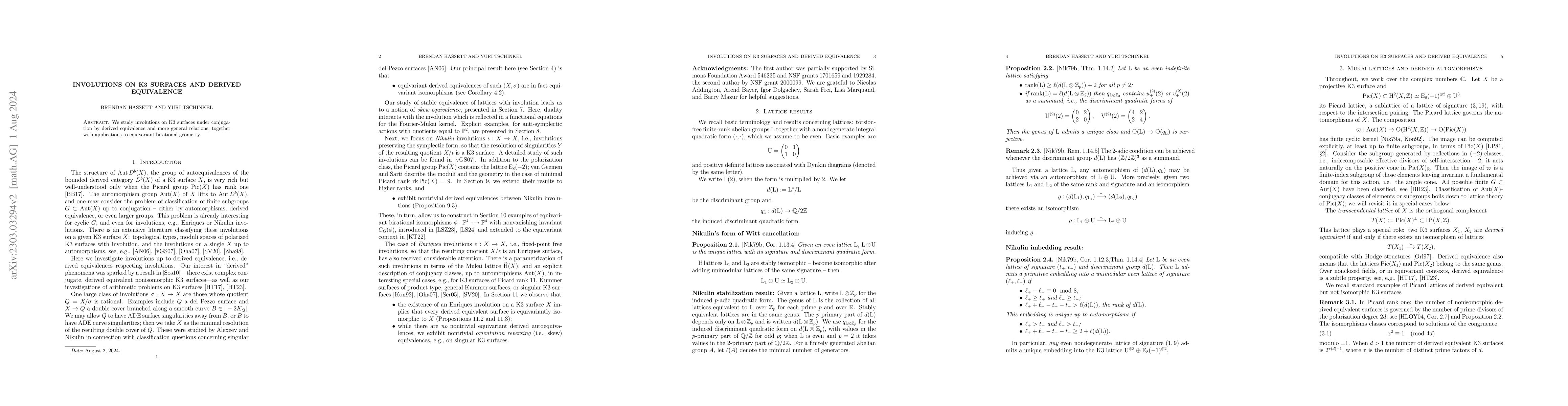 Thumbnail for Involutions on K3 surfaces and derived equivalence