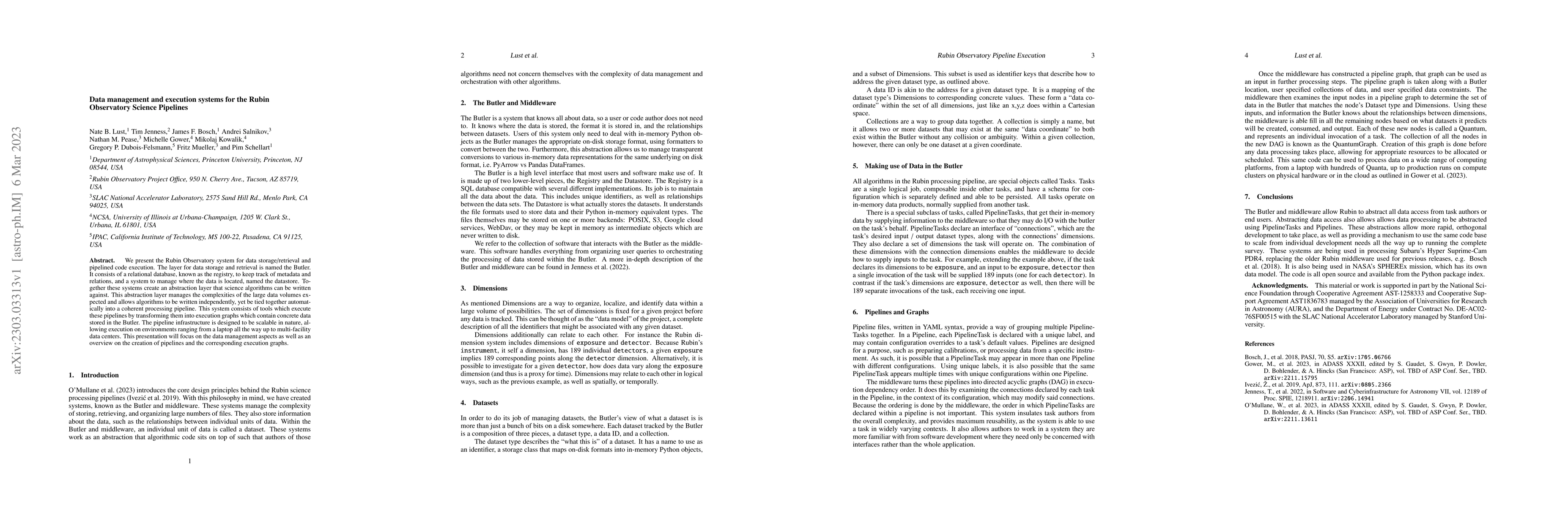 Thumbnail for Data management and execution systems for the Rubin Observatory Science
  Pipelines
