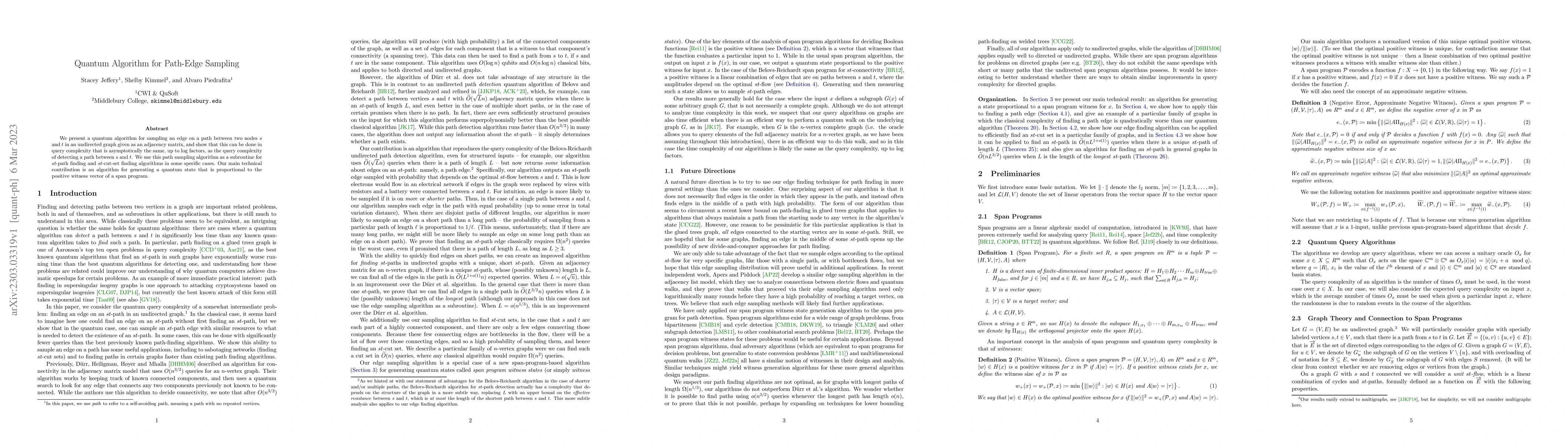 Thumbnail for Quantum Algorithm for Path-Edge Sampling