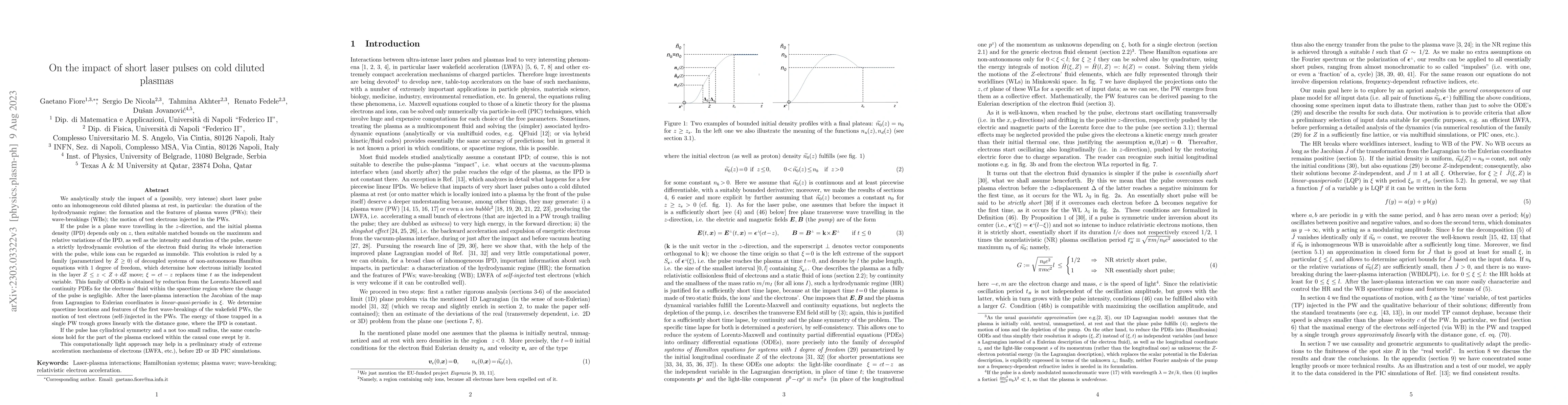Thumbnail for On the impact of short laser pulses on cold diluted plasmas