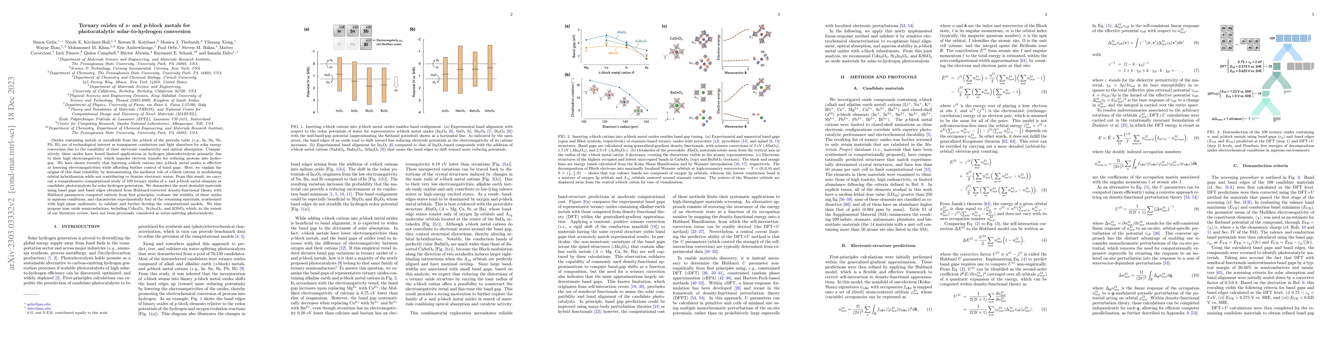 Thumbnail for Ternary oxides of $\textit{s}$- and $\textit{p}$-block metals for
  photocatalytic solar-to-hydrogen conversion