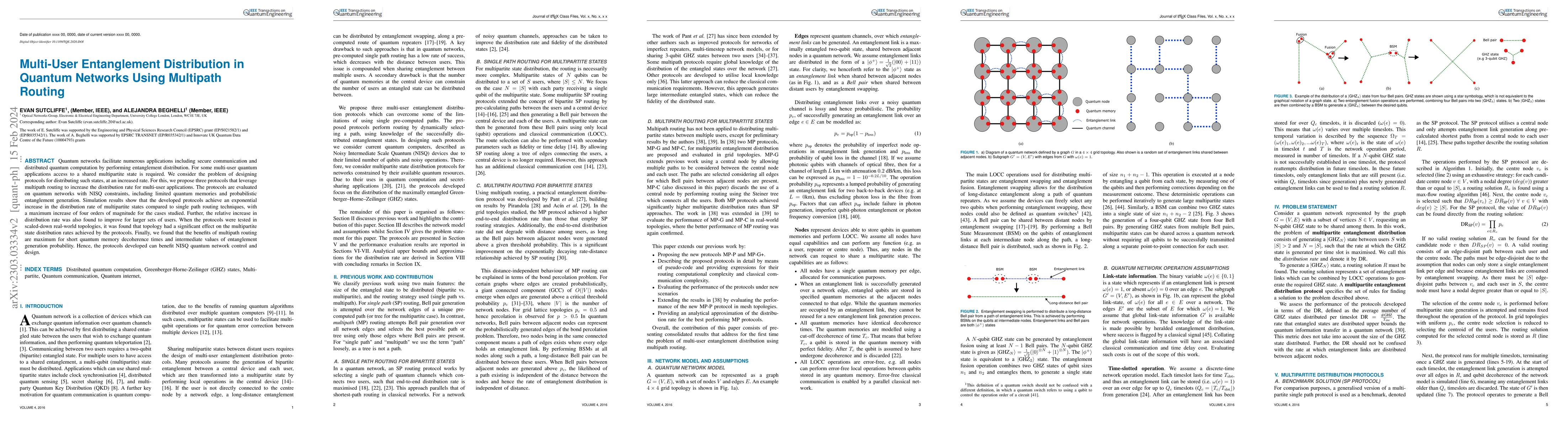 Thumbnail for Multi-User Entanglement Distribution in Quantum Networks Using Multipath
  Routing