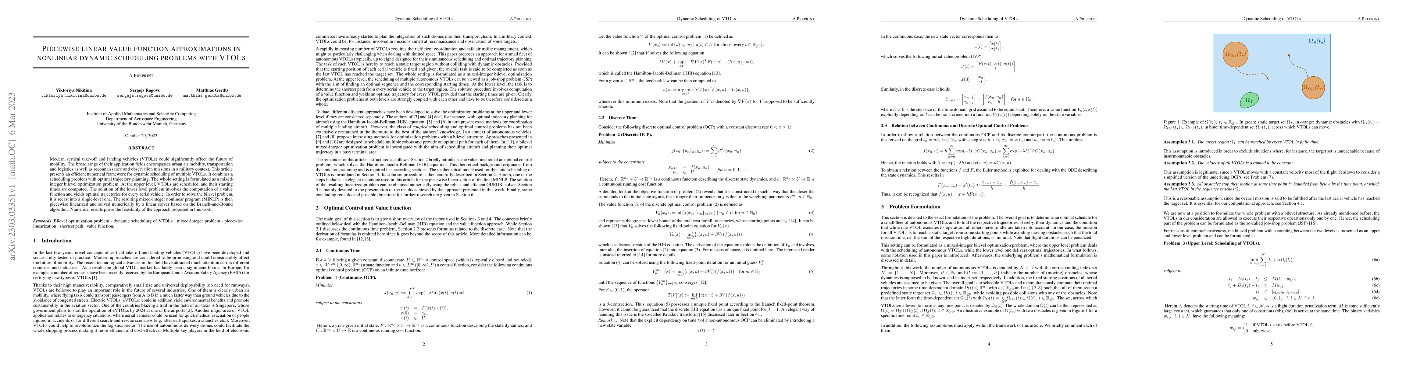 Thumbnail for Piecewise linear value function approximations in nonlinear dynamic
  scheduling problems with VTOLs