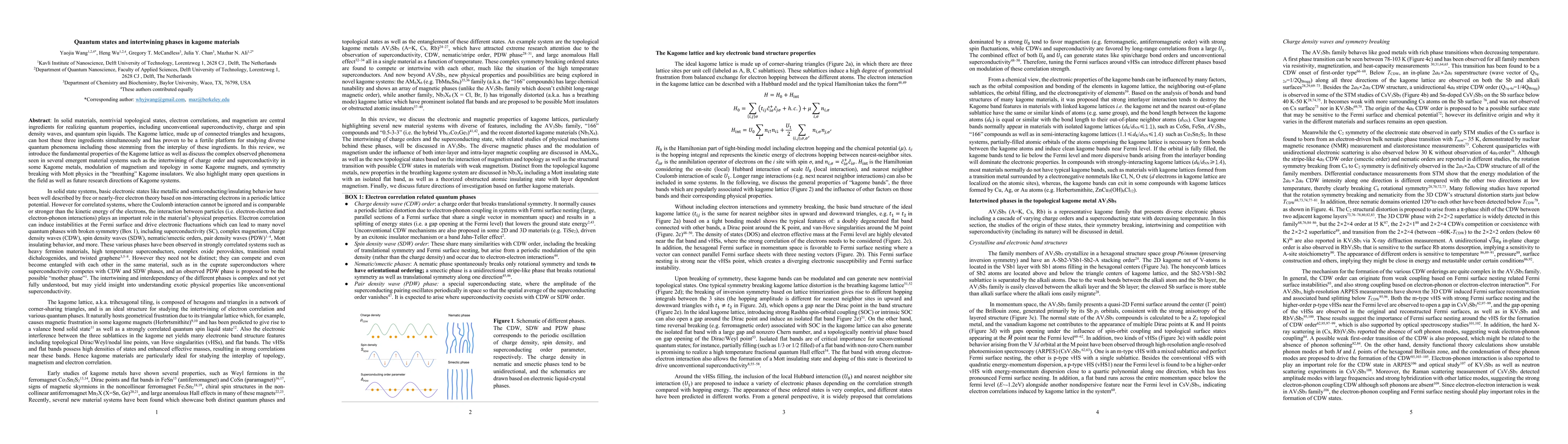 Thumbnail for Quantum states and intertwining phases in kagome materials