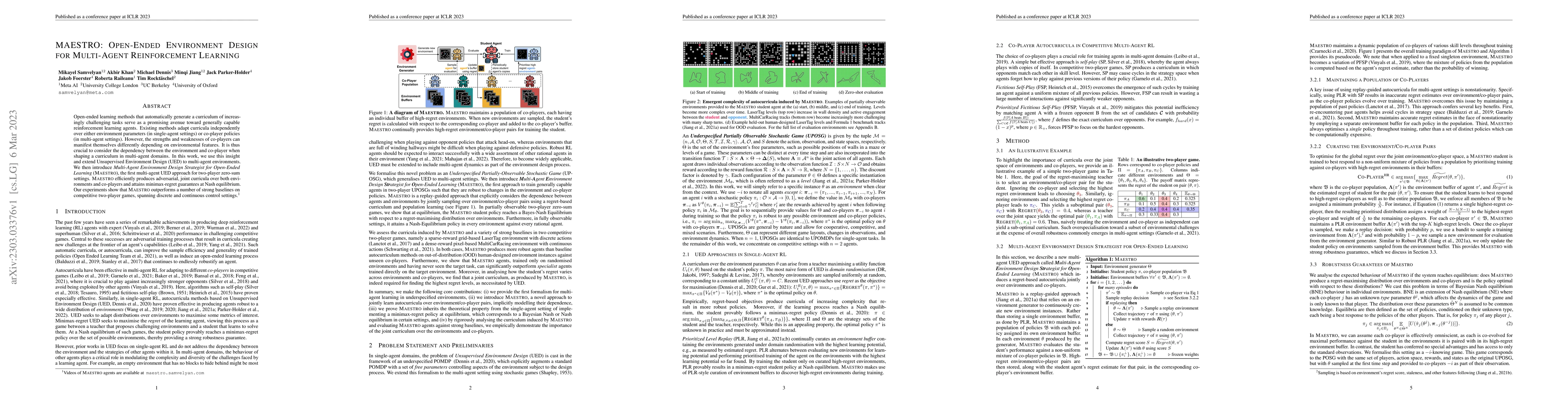 Thumbnail for MAESTRO: Open-Ended Environment Design for Multi-Agent Reinforcement
  Learning