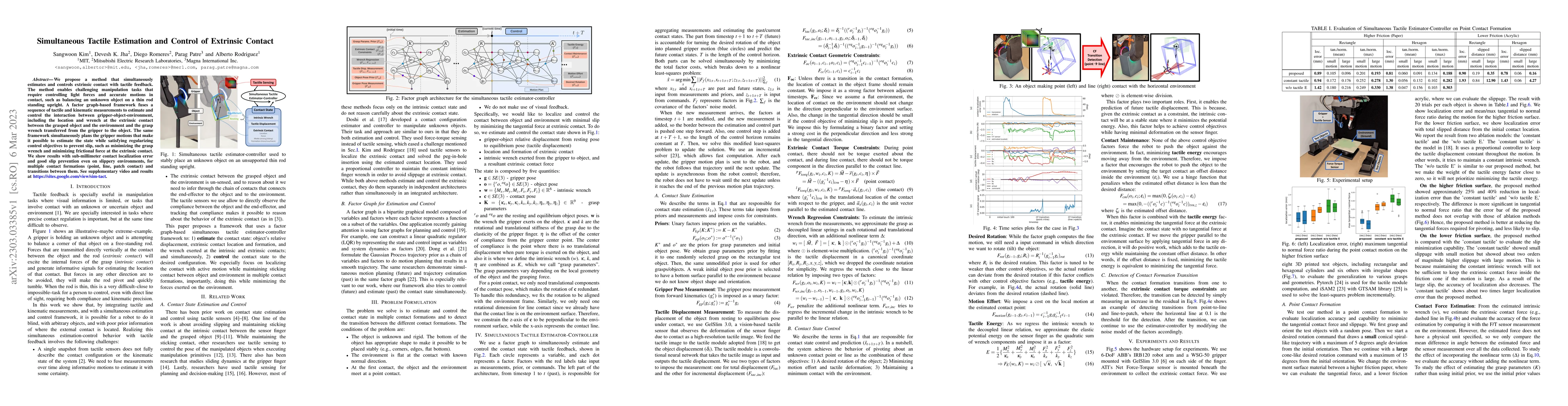 Thumbnail for Simultaneous Tactile Estimation and Control of Extrinsic Contact