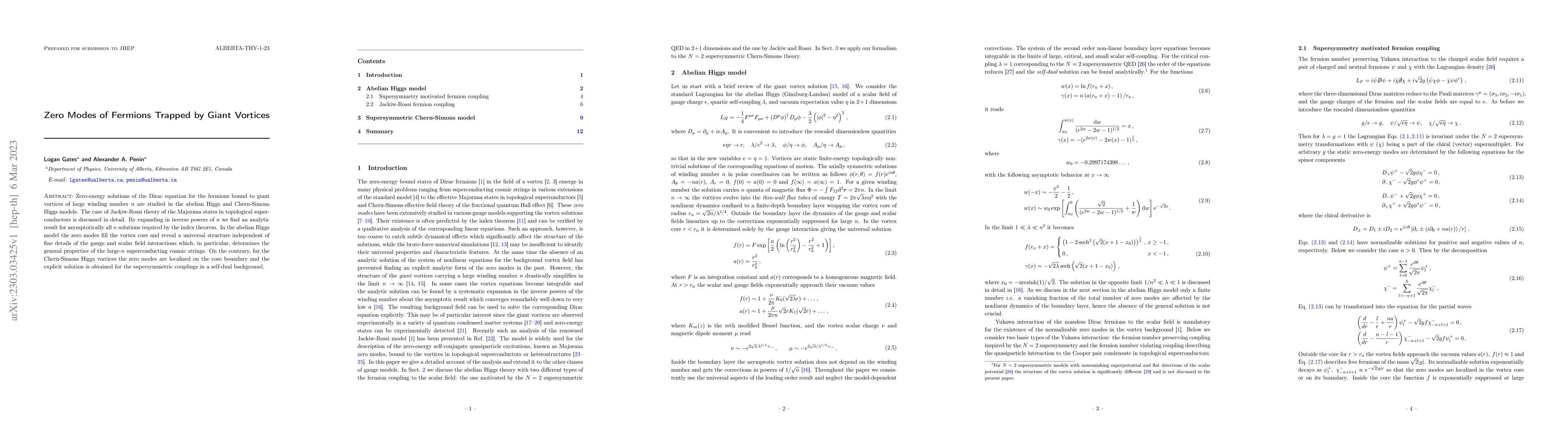 Thumbnail for Zero Modes of Fermions Trapped by Giant Vortices