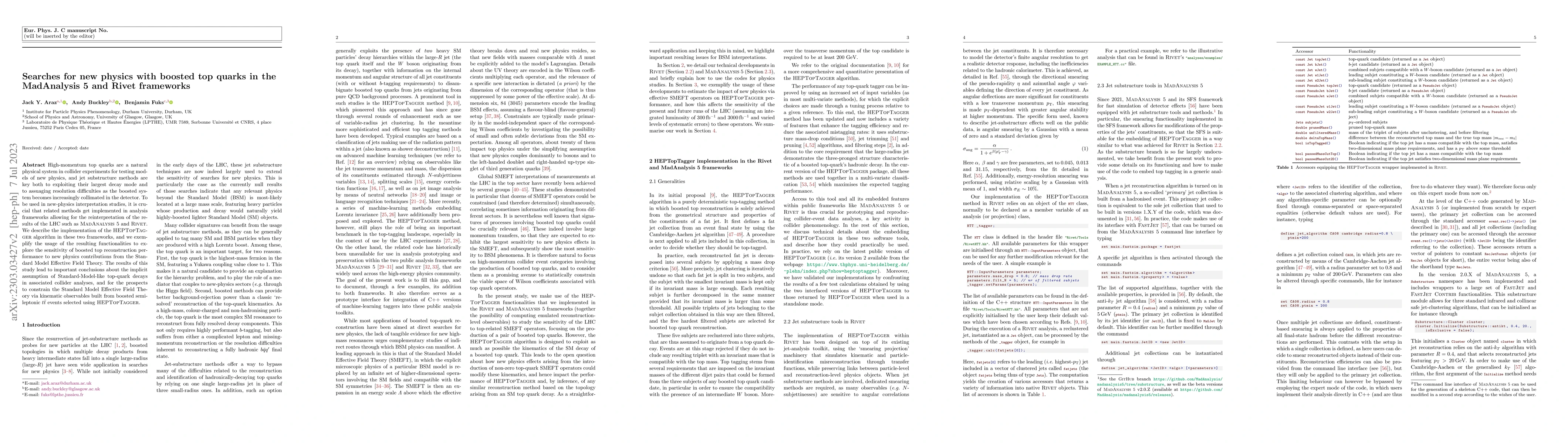 Thumbnail for Searches for new physics with boosted top quarks in the MadAnalysis 5
  and Rivet frameworks