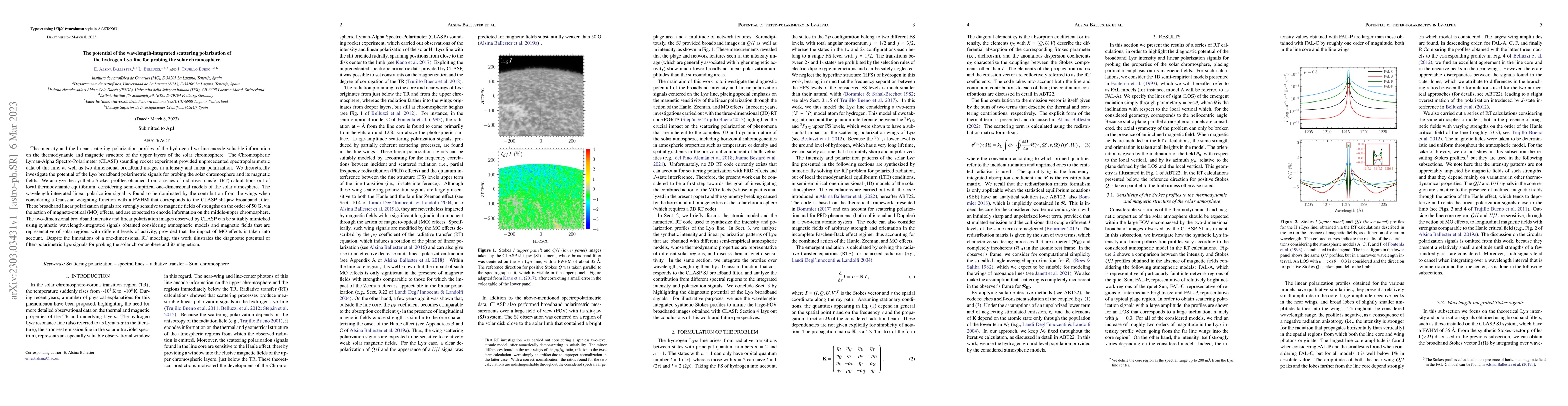 Thumbnail for The potential of the wavelength-integrated scattering polarization of
  the hydrogen Ly-alpha line for probing the solar chromosphere