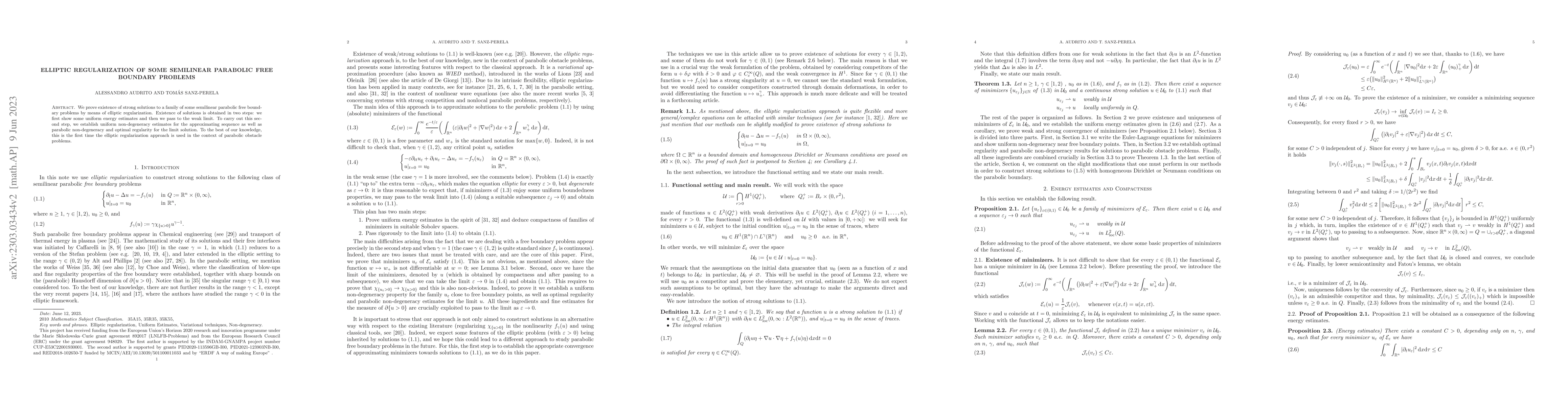 Thumbnail for Elliptic regularization of some semilinear parabolic free boundary
  problems