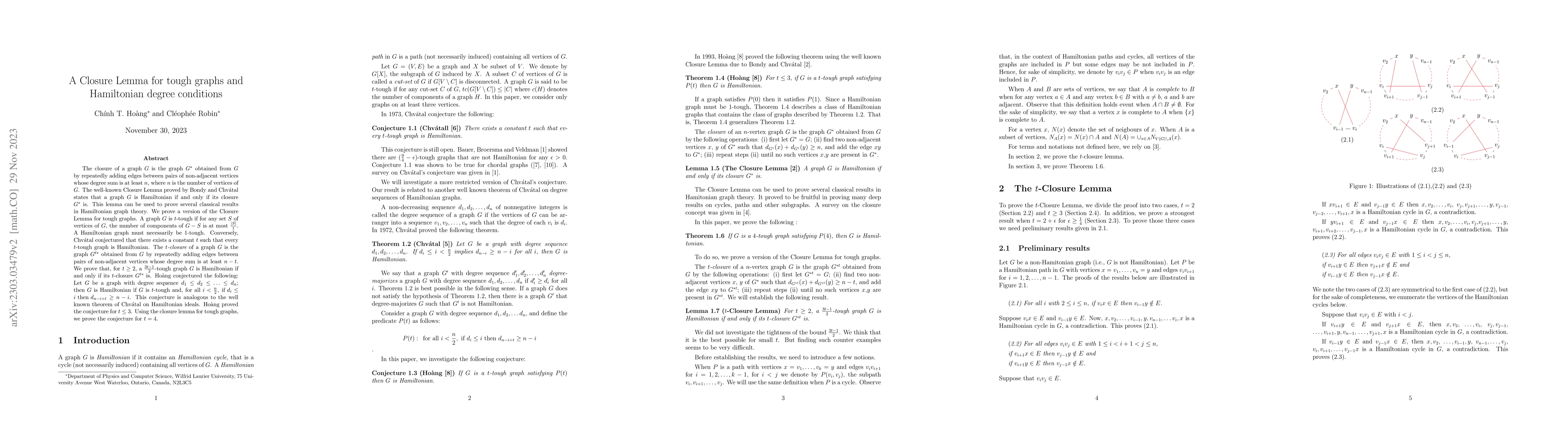 Thumbnail for A Closure Lemma for tough graphs and Hamiltonian degree conditions