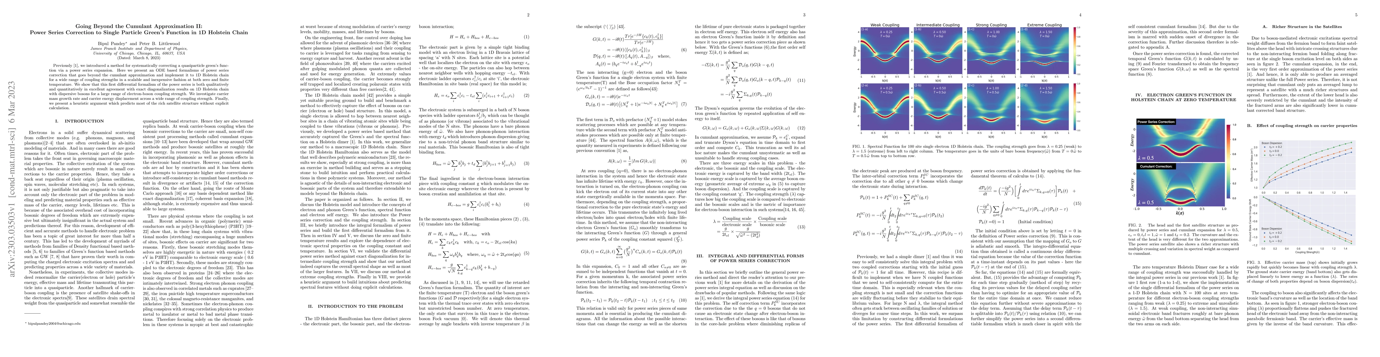 Thumbnail for Going Beyond the Cumulant Approximation II:Power Series Correction to
  Single Particle Green's Function in 1D Holstein Chain