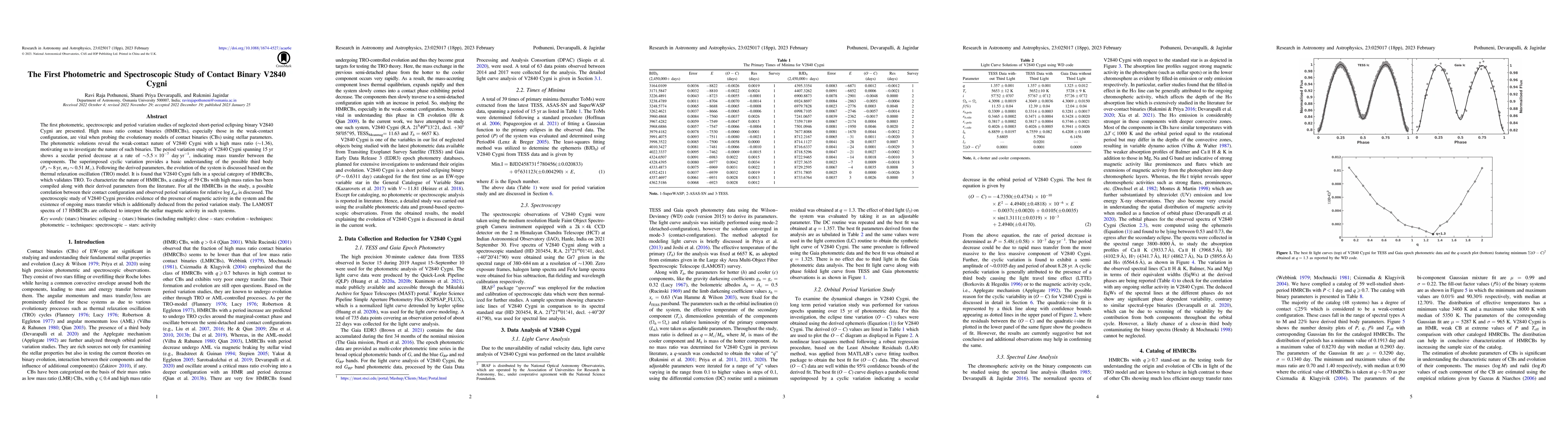 Thumbnail for The First Photometric and Spectroscopic Study of Contact Binary V2840
  Cygni