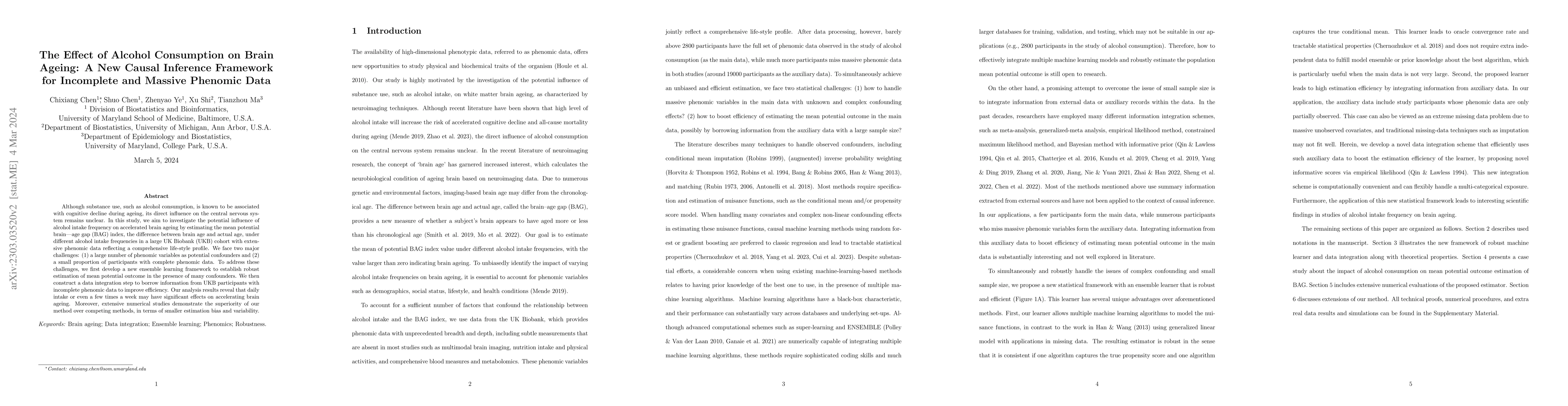 Thumbnail for The Effect of Alcohol Consumption on Brain Ageing: A New Causal
  Inference Framework for Incomplete and Massive Phenomic Data