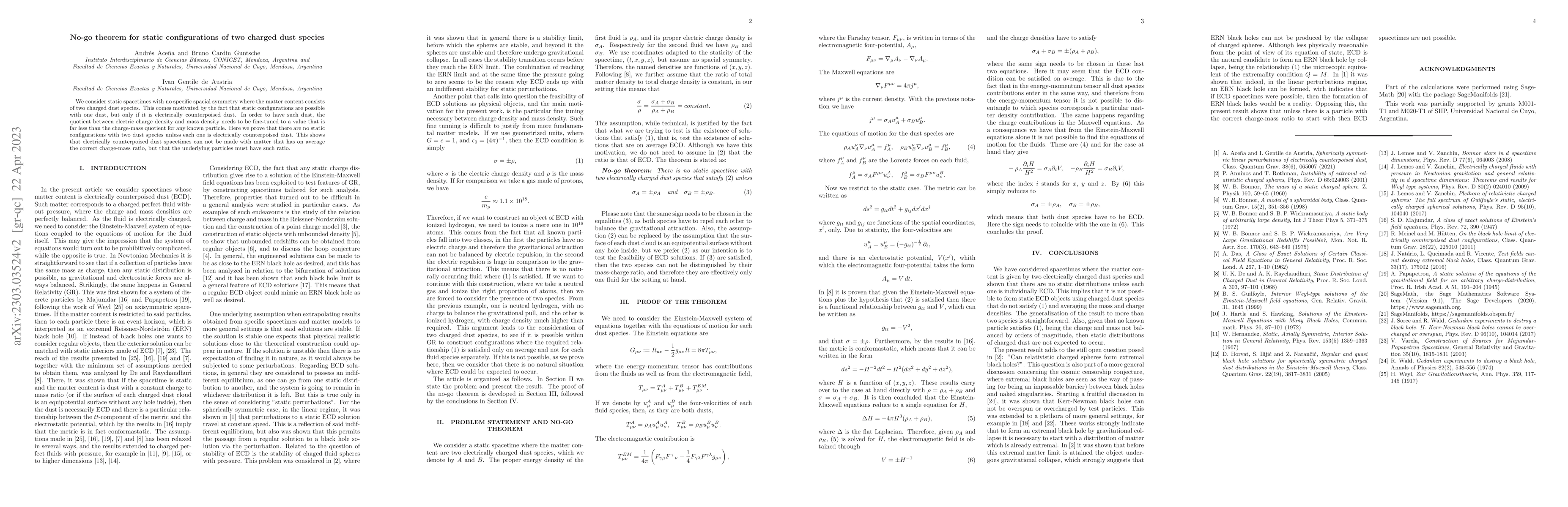 Thumbnail for No-go theorem for static configurations of two charged dust species