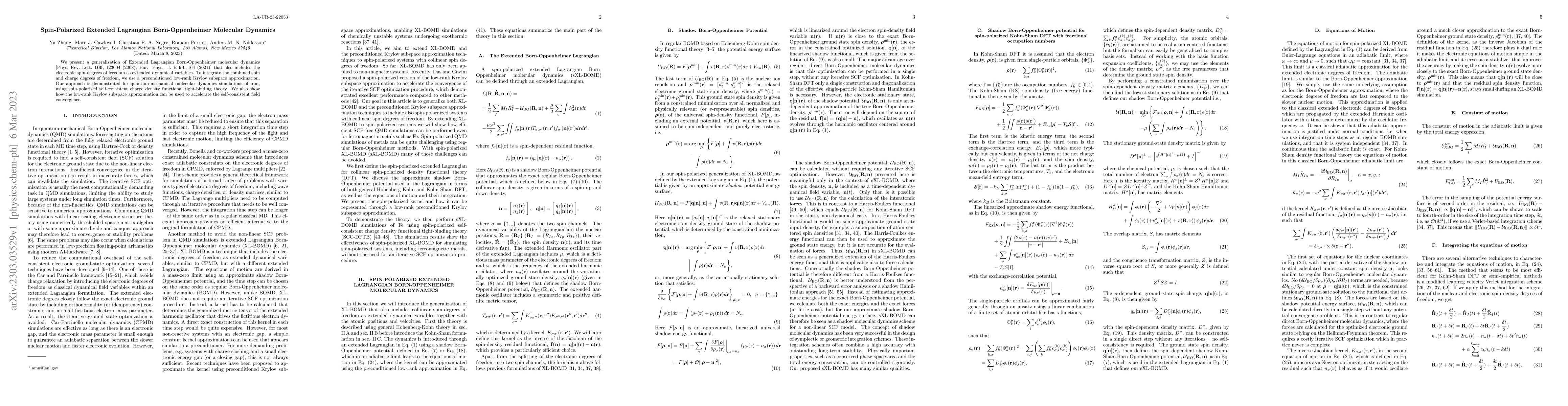 Thumbnail for Spin-Polarized Extended Lagrangian Born-Oppenheimer Molecular Dynamics