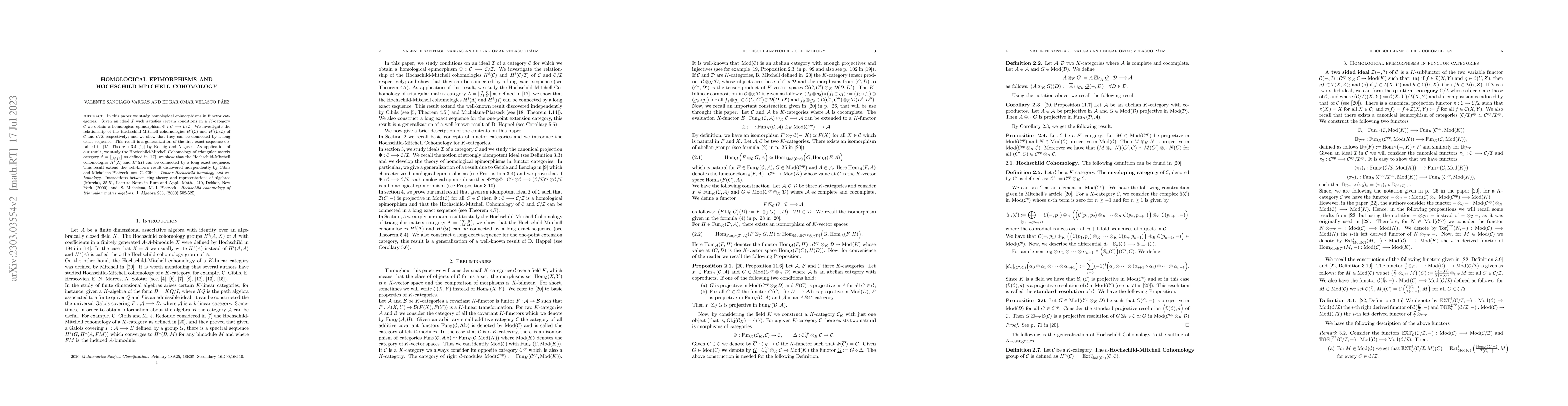 Thumbnail for Homological Epimorphisms and Hochschild-Mitchell Cohomology