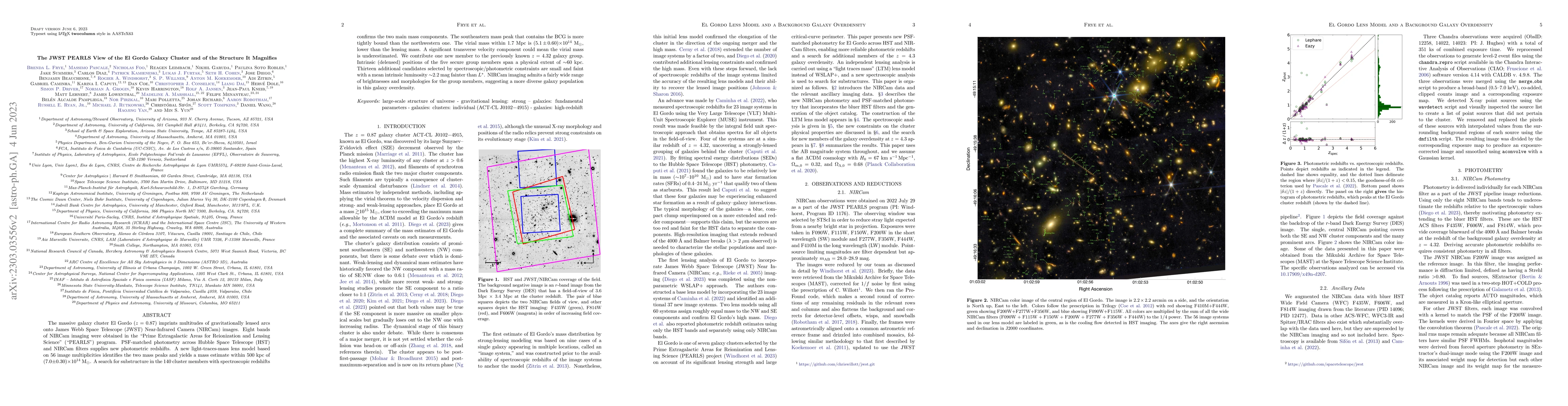 Thumbnail for Paper 1: The JWST PEARLS View of the El Gordo Galaxy Cluster and of the
  Structure It Magnifies