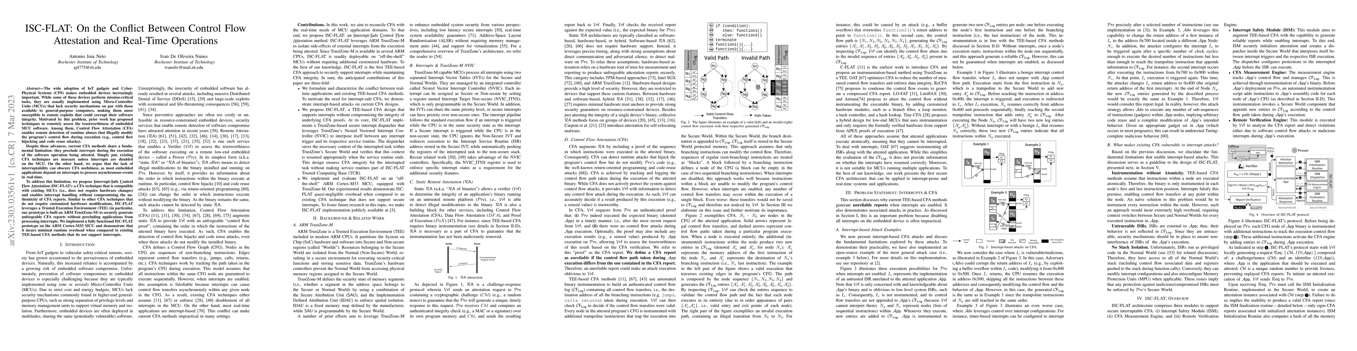 Thumbnail for ISC-FLAT: On the Conflict Between Control Flow Attestation and Real-Time
  Operations