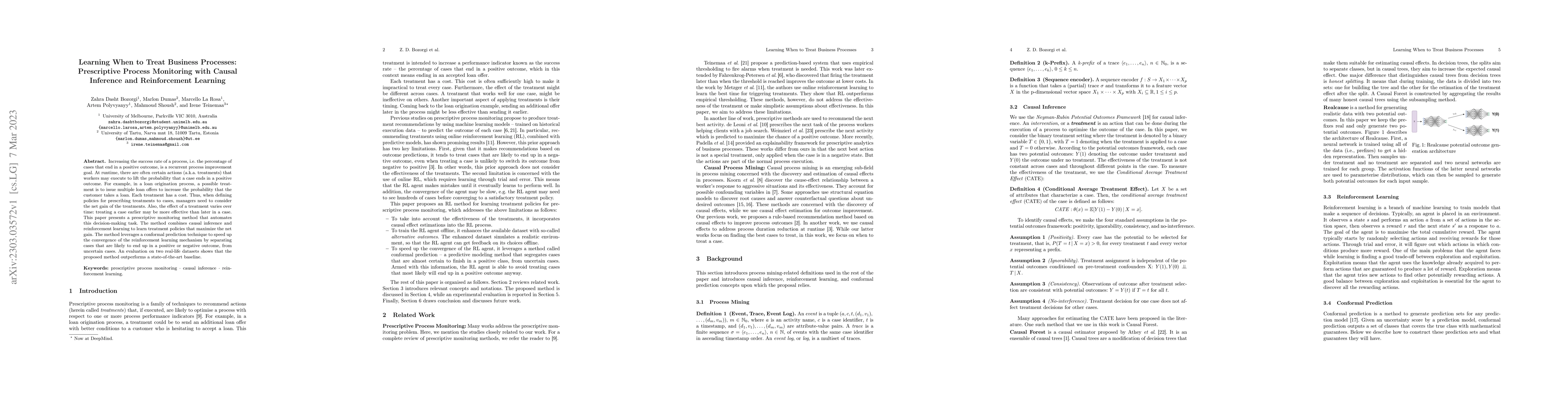 Thumbnail for Learning When to Treat Business Processes: Prescriptive Process
  Monitoring with Causal Inference and Reinforcement Learning