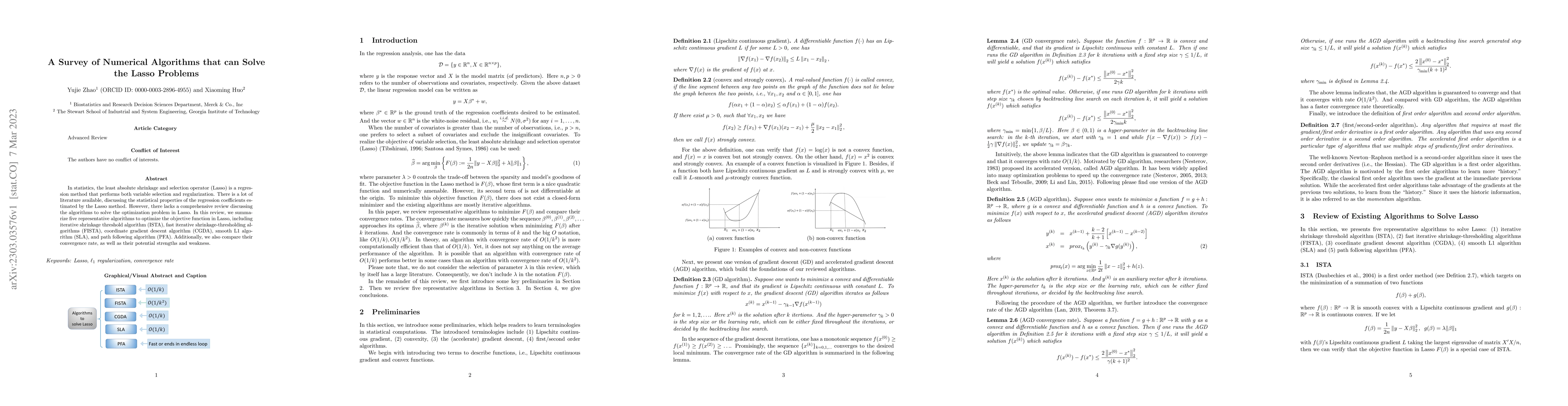 Thumbnail for A Survey of Numerical Algorithms that can Solve the Lasso Problems