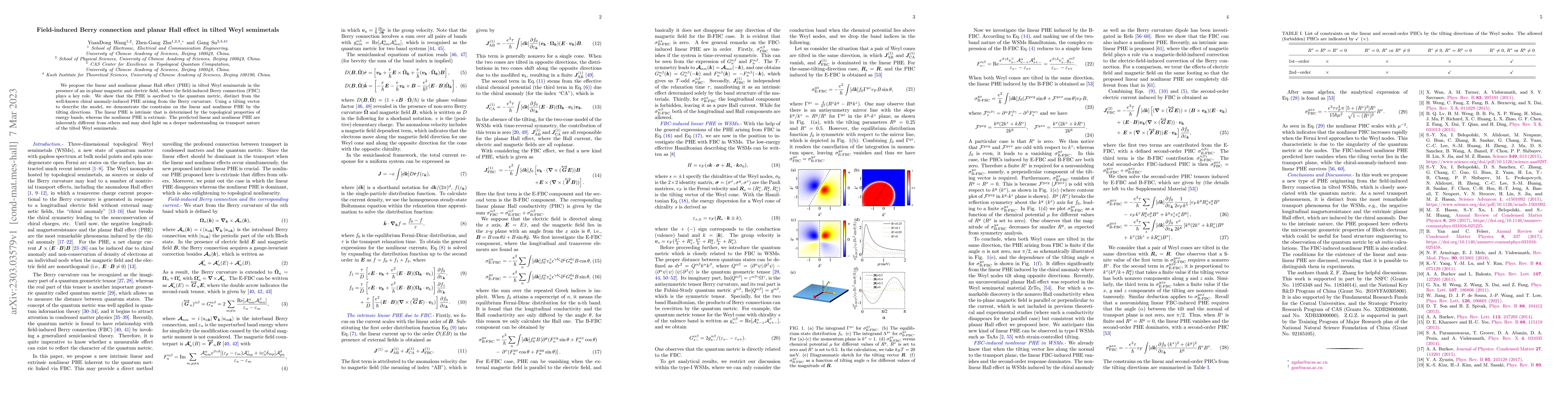 Thumbnail for Field-induced Berry connection and planar Hall effect in tilted Weyl
  semimetals
