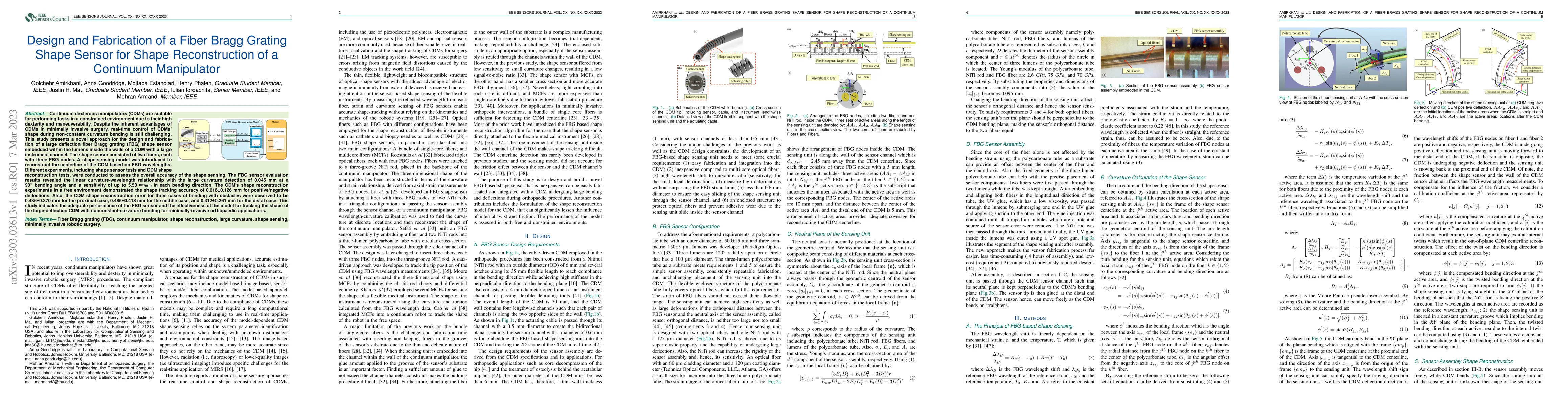 Thumbnail for Design and Fabrication of a Fiber Bragg Grating Shape Sensor for Shape
  Reconstruction of a Continuum Manipulator