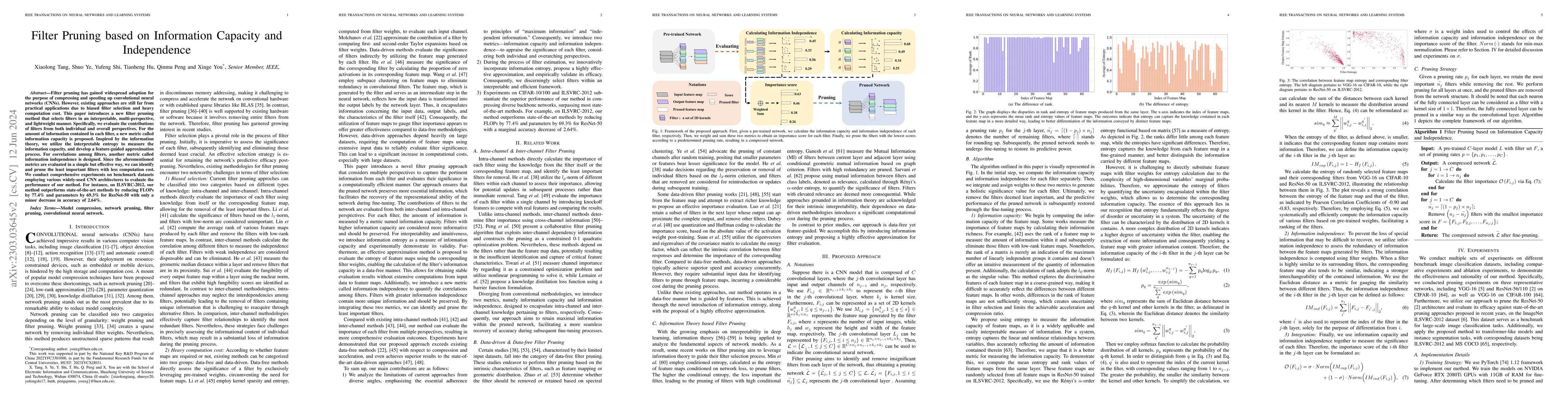 Thumbnail for Filter Pruning based on Information Capacity and Independence