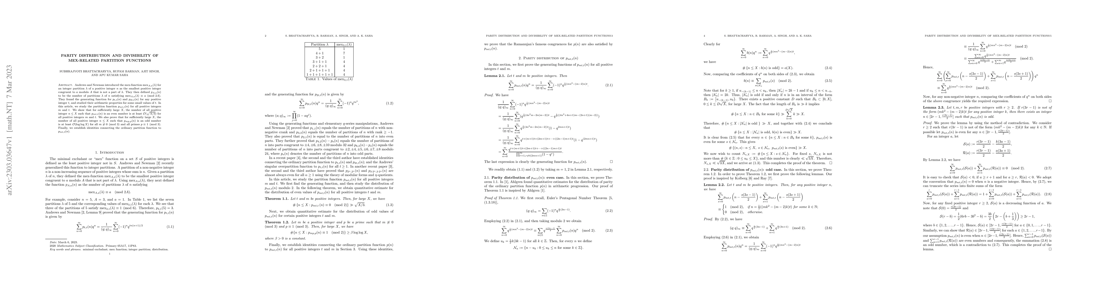 Thumbnail for Parity distribution and divisibility of Mex-related partition functions