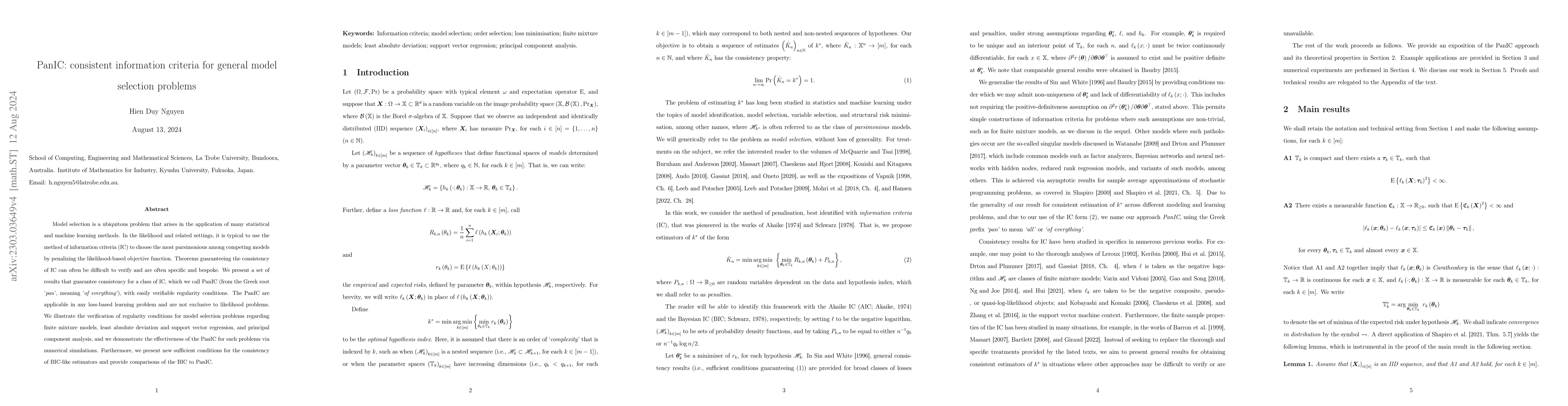 Thumbnail for PanIC: consistent information criteria for general model selection
  problems