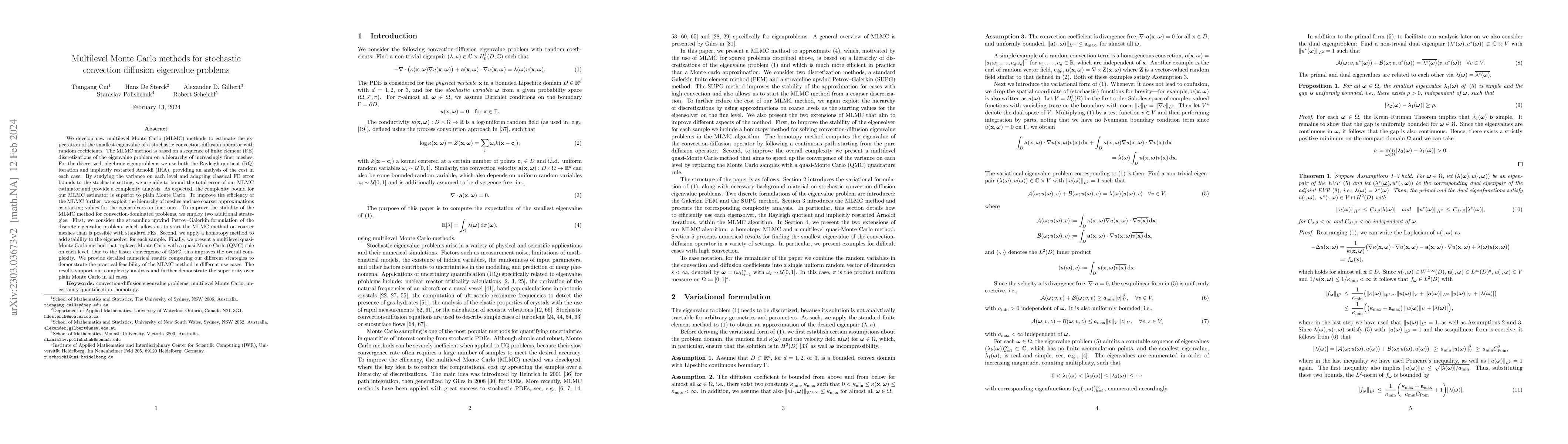 Thumbnail for Multilevel Monte Carlo methods for stochastic convection-diffusion
  eigenvalue problems