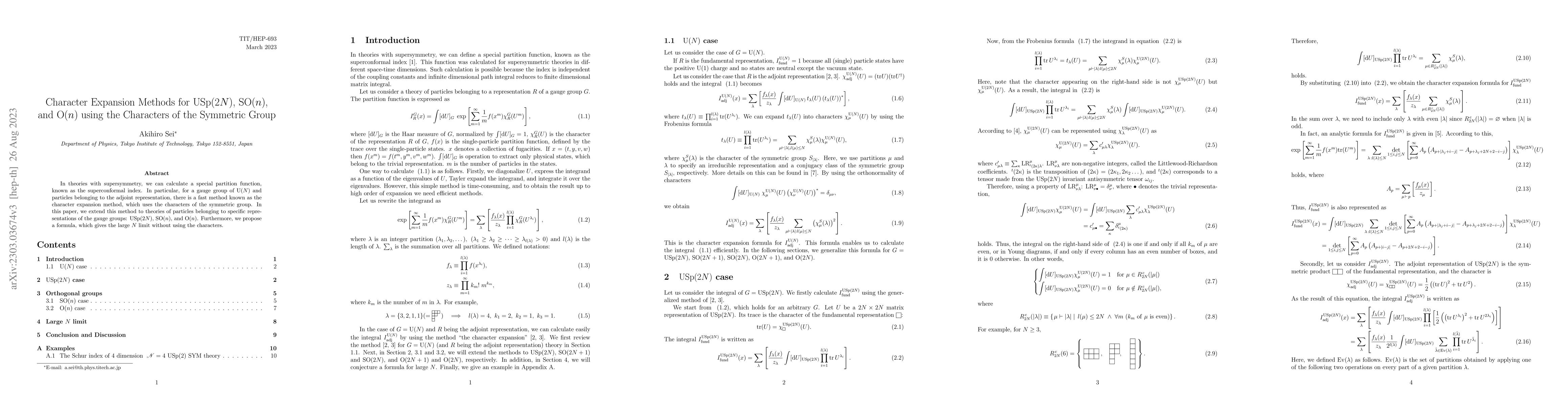 Thumbnail for Character Expansion Methods for $\mathrm{USp}(2N)$, $\mathrm{SO}(n)$,
  and $\mathrm{O}(n)$ using the Characters of the Symmetric Group